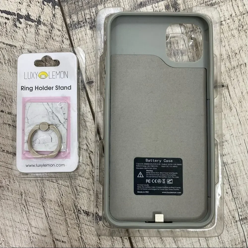 Luxy Lemon Ultra Battery Case & Ring Holder iPhone 11 Pro Max White Marble NEW